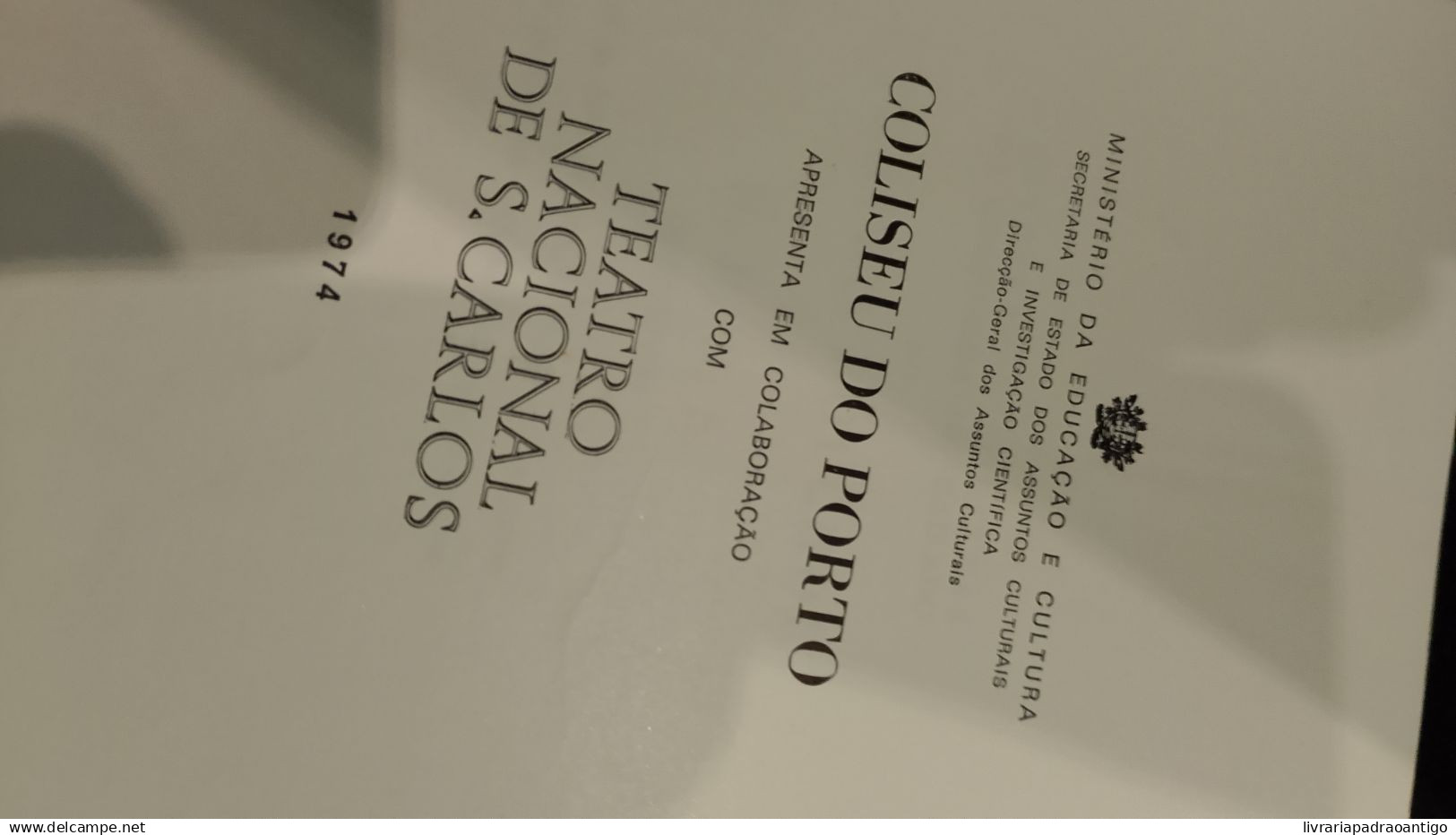 Programa Bailado Teatro Nacional de S. Carlos 1974