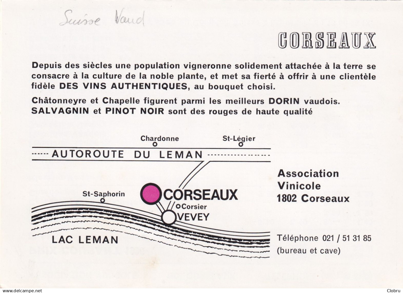 Corseaux, Correspondance Commerciale-Réponse, Dépliant - Corseaux