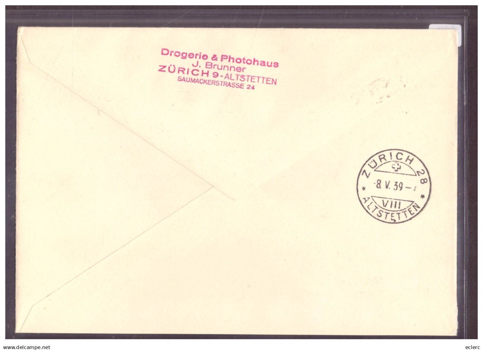 SUISSE - POSTE AERIENNE - VOL EUROPAFLUG SÜD 1939 - Erst- U. Sonderflugbriefe