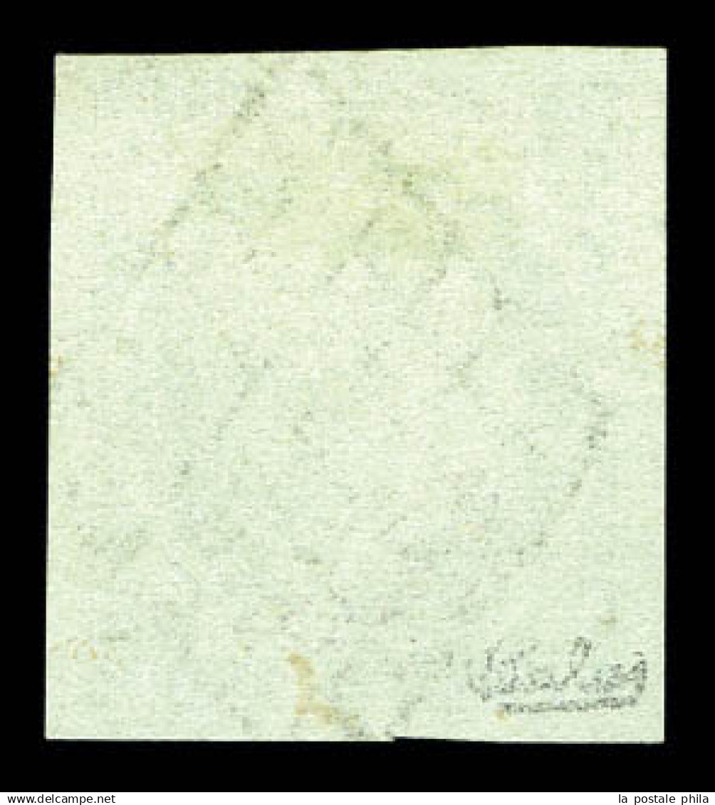 N°2, 15c Vert Obl Grille, Très Grandes Marges Avec Filet De Voisin à Droite. SUPERBE. R.R. (signé Calves/certificats)  Q - 1849-1850 Ceres