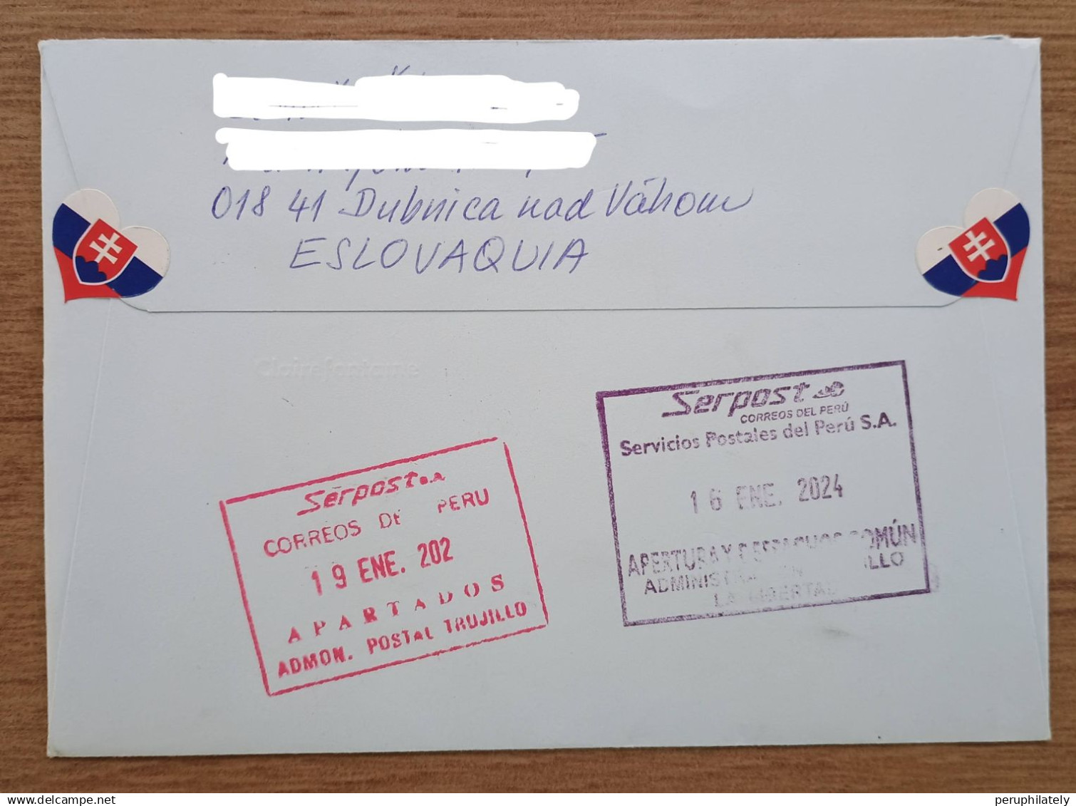 Slovaquia Cover Sent To Peru , Trains - Gebruikt