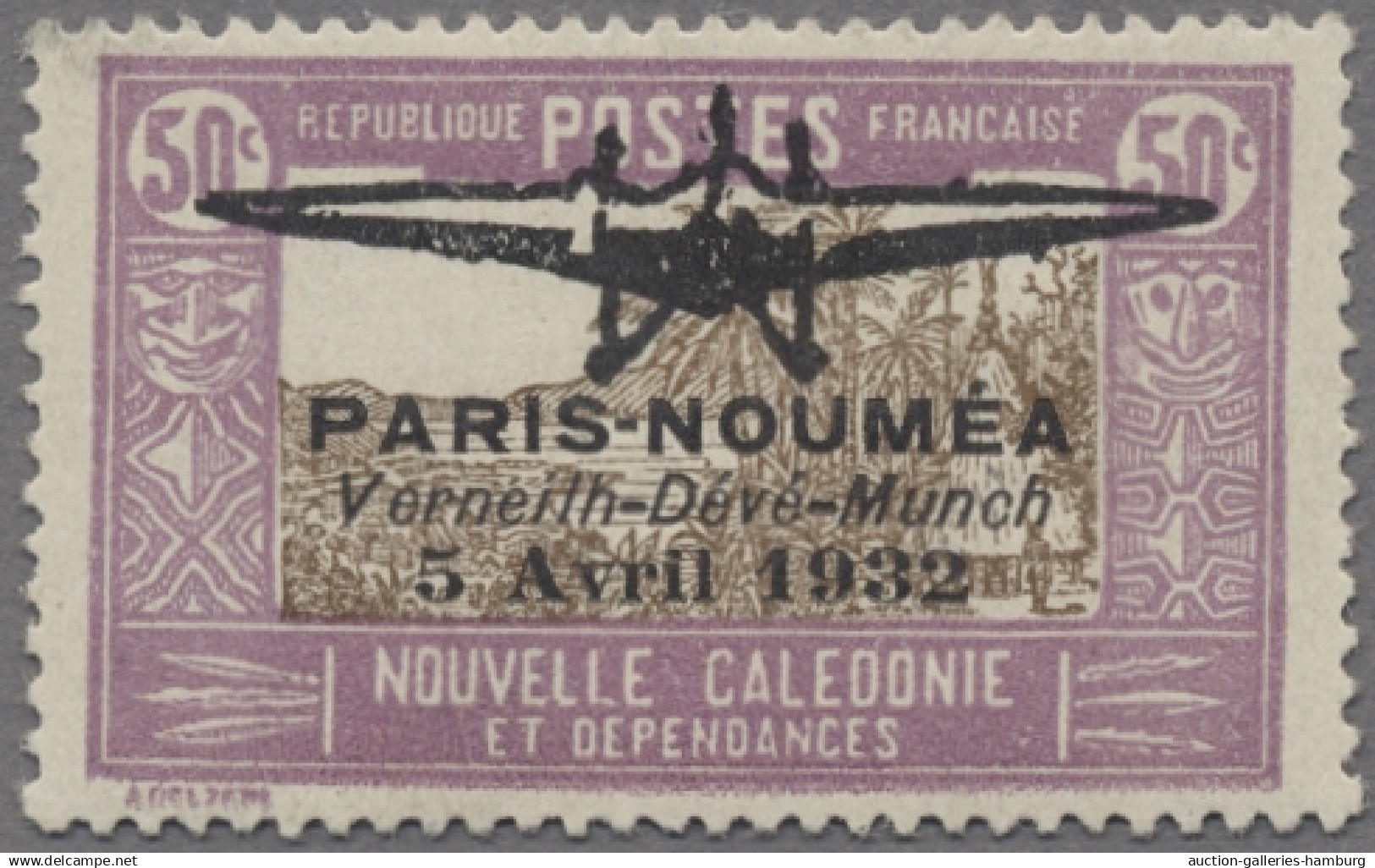 New Caledonia: 1932, Erstflug Paris-Noumea, Beide Werte 40 C. Und 50 C. Sauber U - Unused Stamps