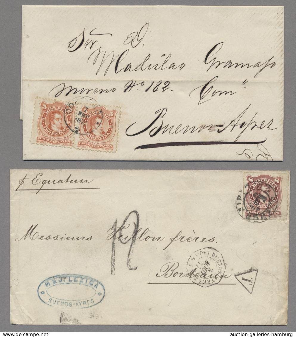 Argentina: 1877-78, Two Covers From The Same Correspondence To Bordeaux, Single - Sonstige & Ohne Zuordnung