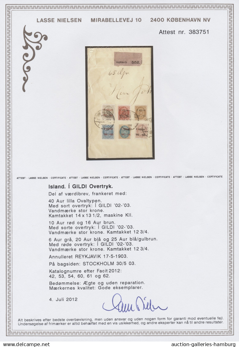 Iceland: 1903, Überdruck "Í GILDI '02-'03" Auf Eirund, [leider Nur] Linker Teil - Sonstige & Ohne Zuordnung
