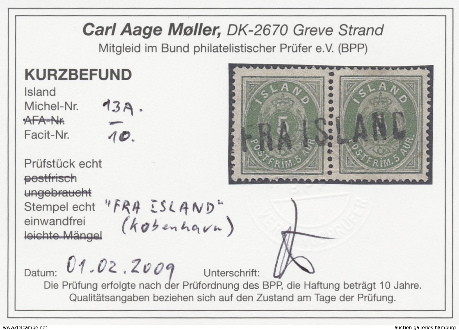 Iceland - Post Marks: 1882ff., Eirund, 5 Aurar Grün, Gezähnt 14:13½, Waagerechte - Other