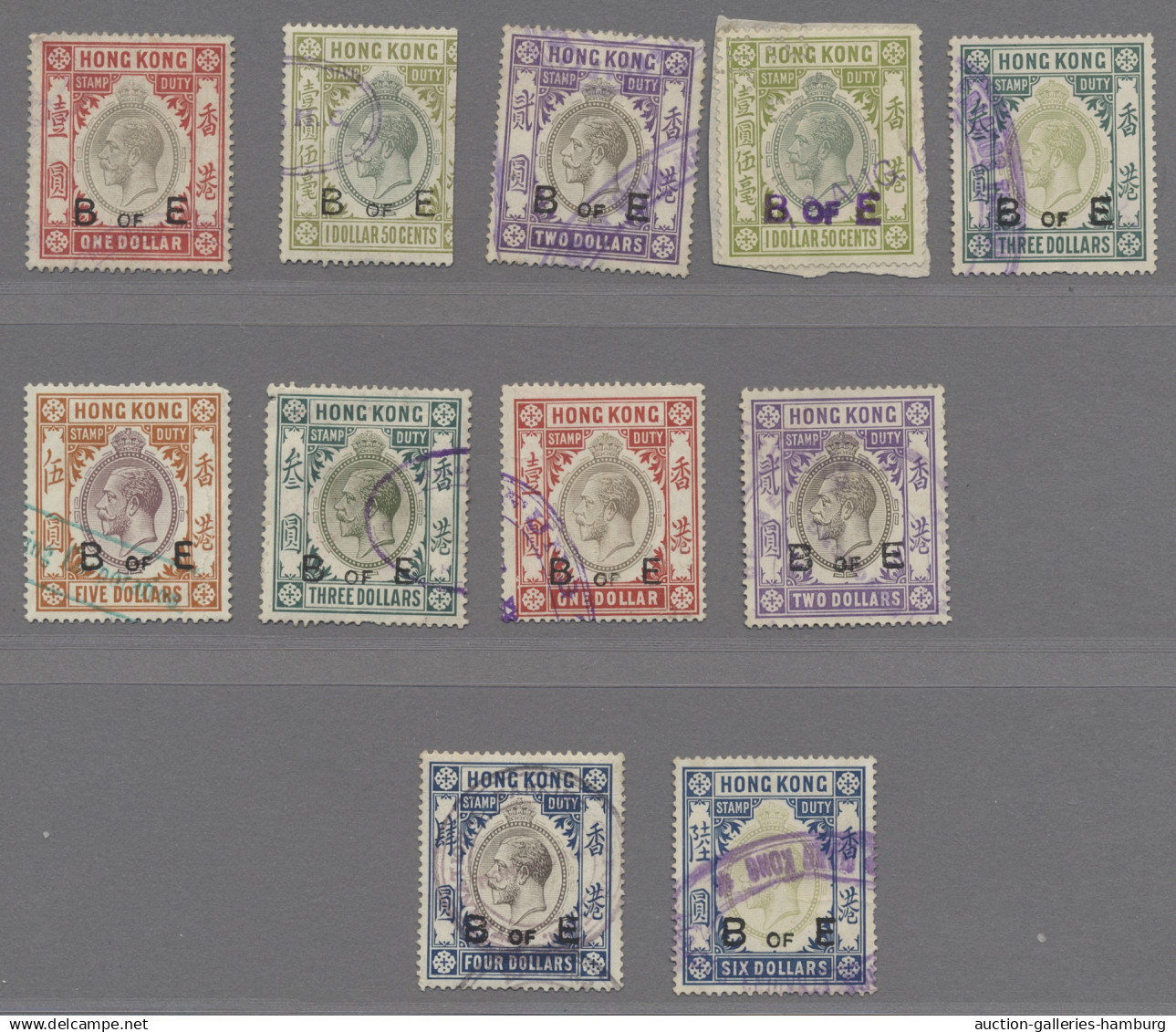 Hong Kong  - Revenues: 1924 (c.), Revenues Bill Of Exchange, 11 Values Up To 6 D - Stempelmarke Als Postmarke Verwendet
