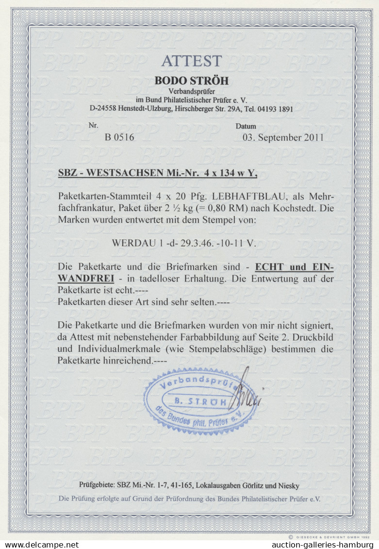 Sowjetische Zone - West-Sachsen: 1946, Ziffern, 20 Rpf. Lebhaftblau, Steigendes - Otros & Sin Clasificación