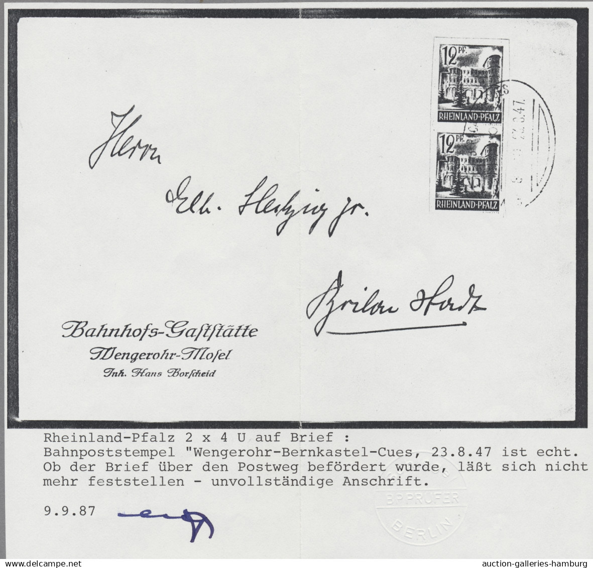 Französische Zone - Rheinland Pfalz: 1947, Freimarken I, Porta Nigra, 12 Rpf. Sc - Sonstige & Ohne Zuordnung