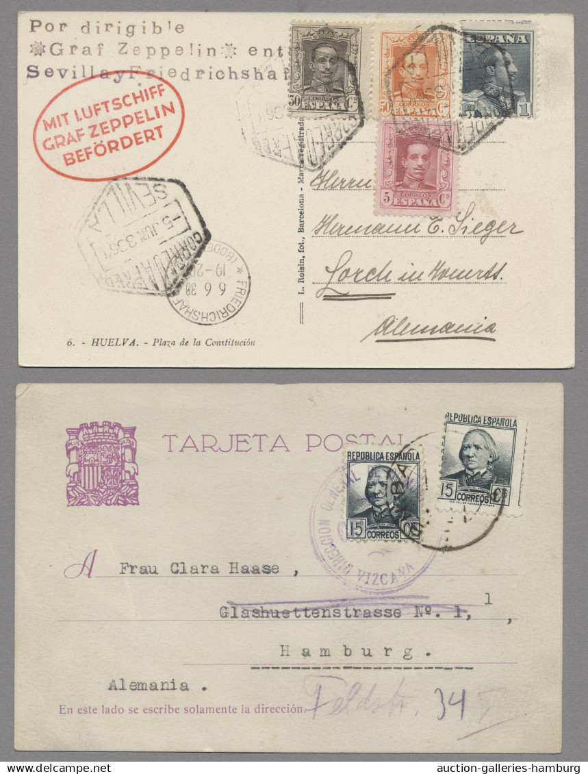 Spain: 1880-2010 (ca.), mittlerer Karton mit mehreren hundert Belegen / Ganzsach