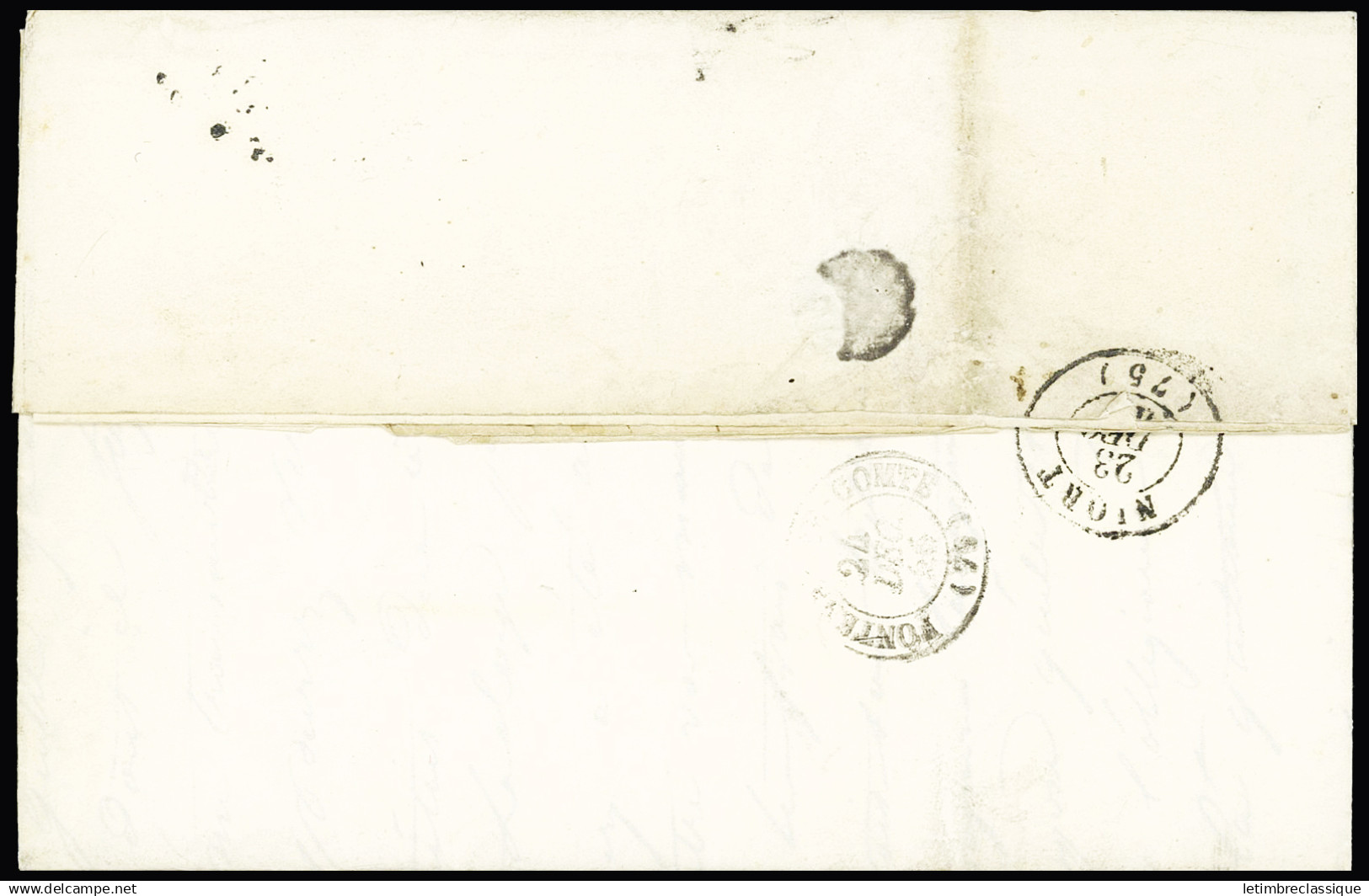 Lettre Lettre Avec T15 "St Jean D'Angely" (1845) + Cursive "16 St Hilaire", Ind 22. Rare Et TB - Altri & Non Classificati
