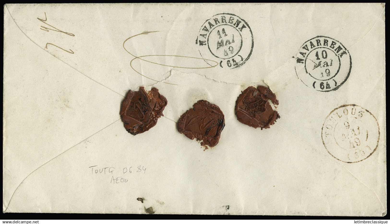 Lettre Enveloppe Recommandée De Castres-s-l'Agout 08.05.49 Avec R Et PP En Rouge-brun, Taxe "4" Au Dos Pour Un 1er échel - Other & Unclassified