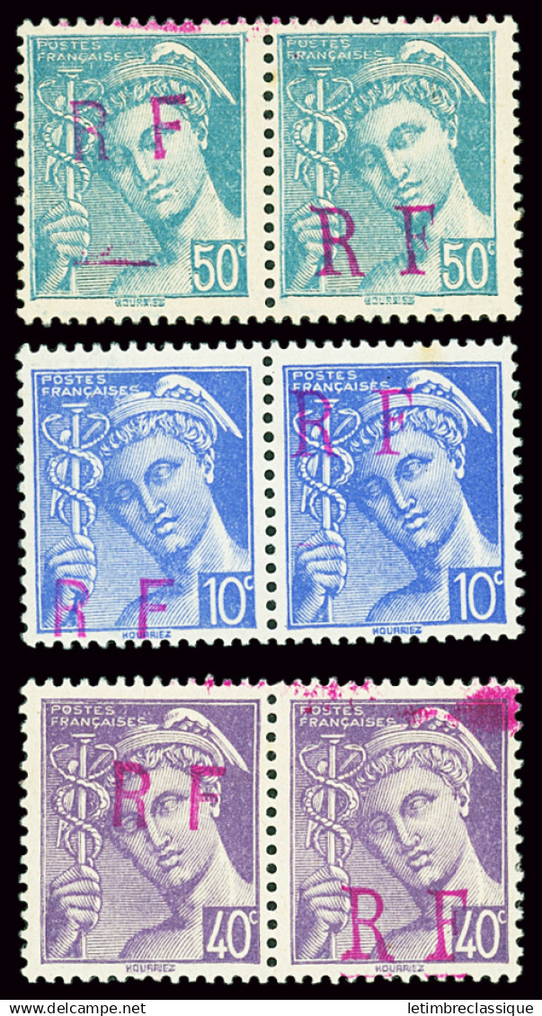 ** NIORT N°15 à 18 10c à 50c Mercure En 4 Paires Type I Tenant à Type II, Petit Point Roux Sur Le 15 Et 18, Neuf **, TB, - Liberation