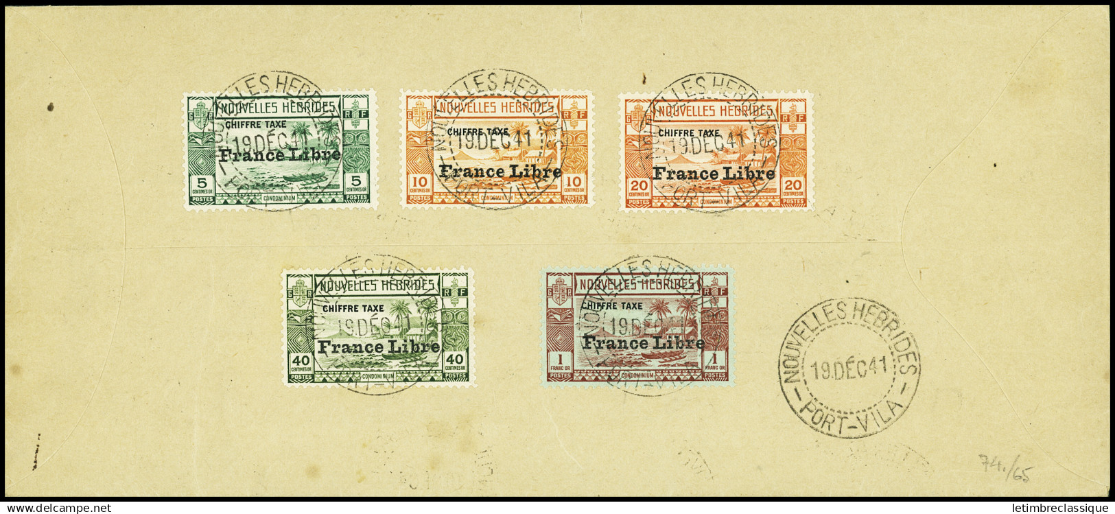 Lettre N°124/135 + N°124, 125, 127, 130, 132 Sur Lettre Recommandée Pour New York Avec Cad Port-Vila 19 Déc. 1941, TB - Other & Unclassified