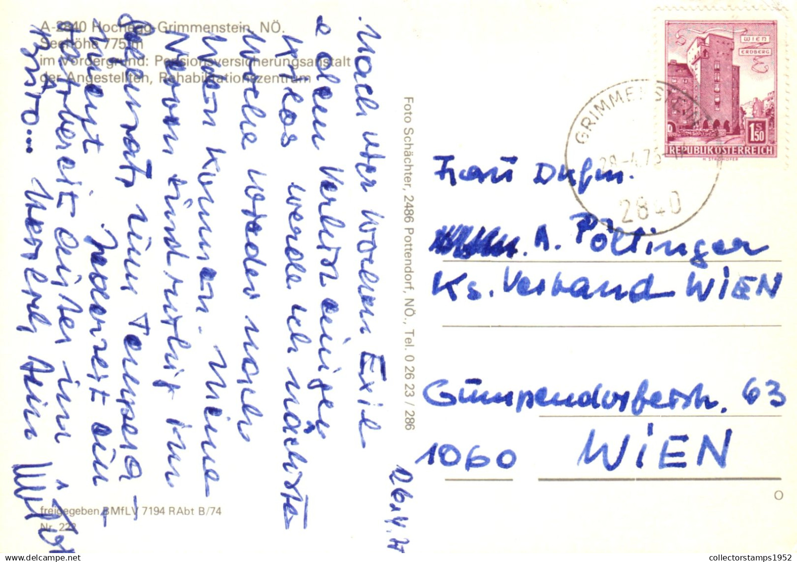 HOCHEGG, GRIMMENSTEIN, NEUNKIRCHEN, REHABILITATION CENTER, POSTCARD, AUSTRIA - Neunkirchen