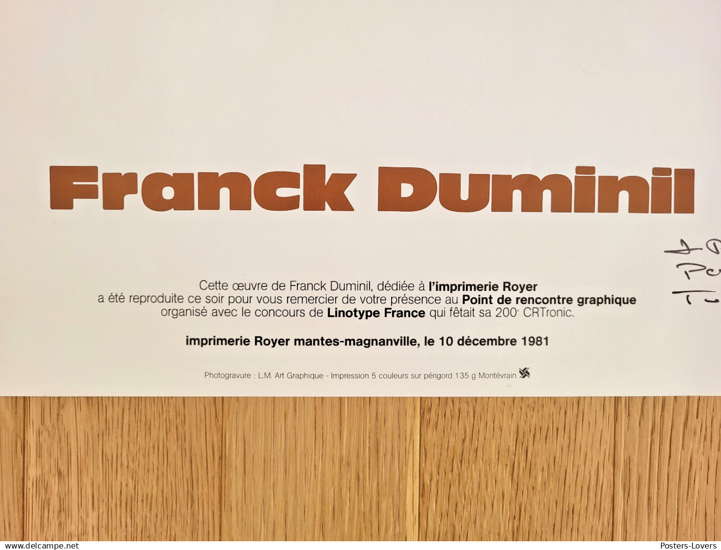 FRANCK DUMINIL - AFFICHE ORIGINALE - DEDICACEE - RARE - 1981 - Affiches