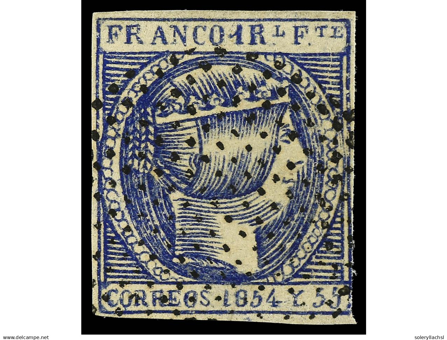 ° FILIPINAS. 1 Real Azul. Buenos Márgenes, Color Intenso Y Fino Matasellos. Muy Buen Ejemplar. Fotocopia Cert. GRAUS De - Sonstige & Ohne Zuordnung