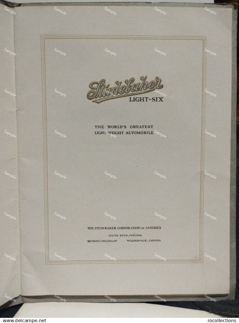 US Advertising Automobile Brochure THE STUDEBAKER CORPORATION OF AMERICA - LIGHT-SIX - 1900-1949
