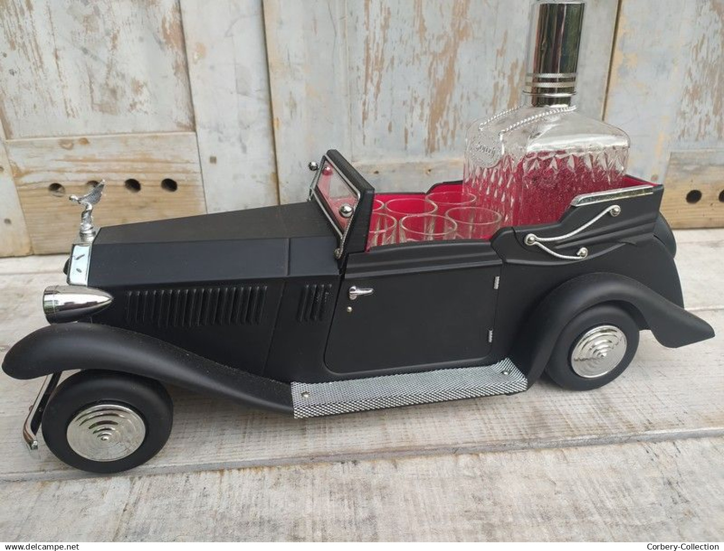 Ancien Service à Scotch Whisky Voiture Rolls Royce Boite à Musique Swan Lake Tchaïkovski