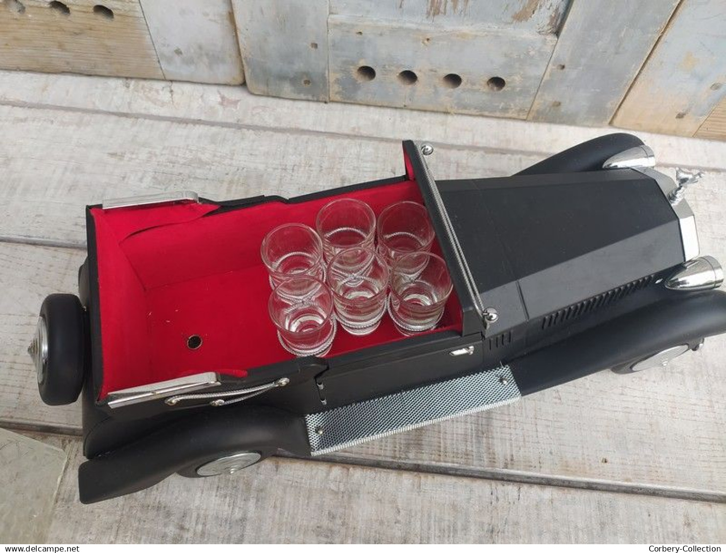 Ancien Service à Scotch Whisky Voiture Rolls Royce Boite à Musique Swan Lake Tchaïkovski