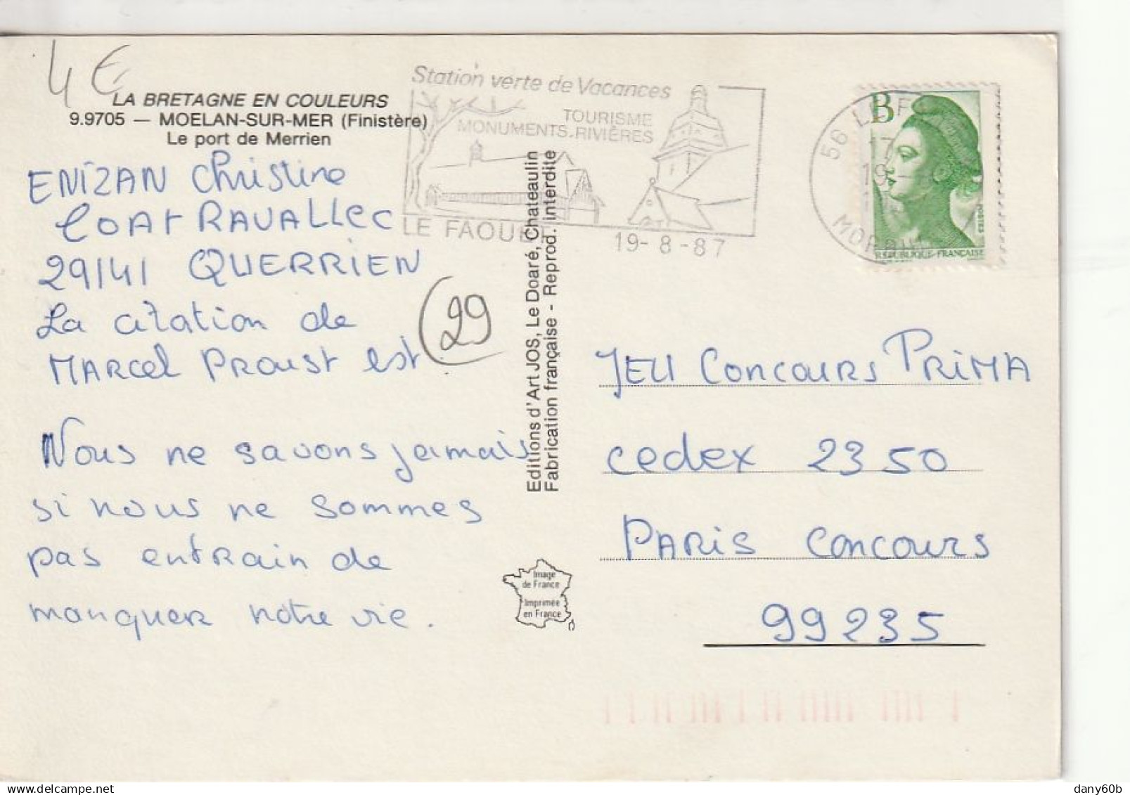 29 . MOELAN SUR MER . LE PORT DE MERRIEN  ( Voir 2 Scans ) - Moëlan-sur-Mer