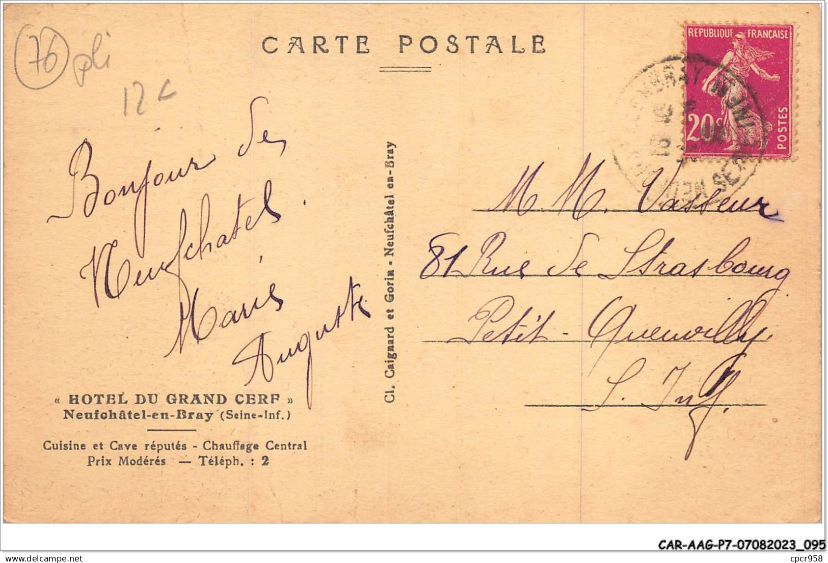 CAR-AAGP7-76-0618 - NEUFCHATEL-EN-BRAY - Hotel Du Grand Cerf - Neufchâtel En Bray
