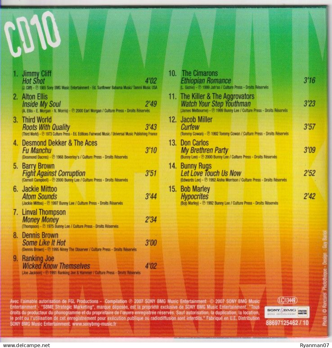 REGGAE - COFFRET 10 CD 150 TITRES -