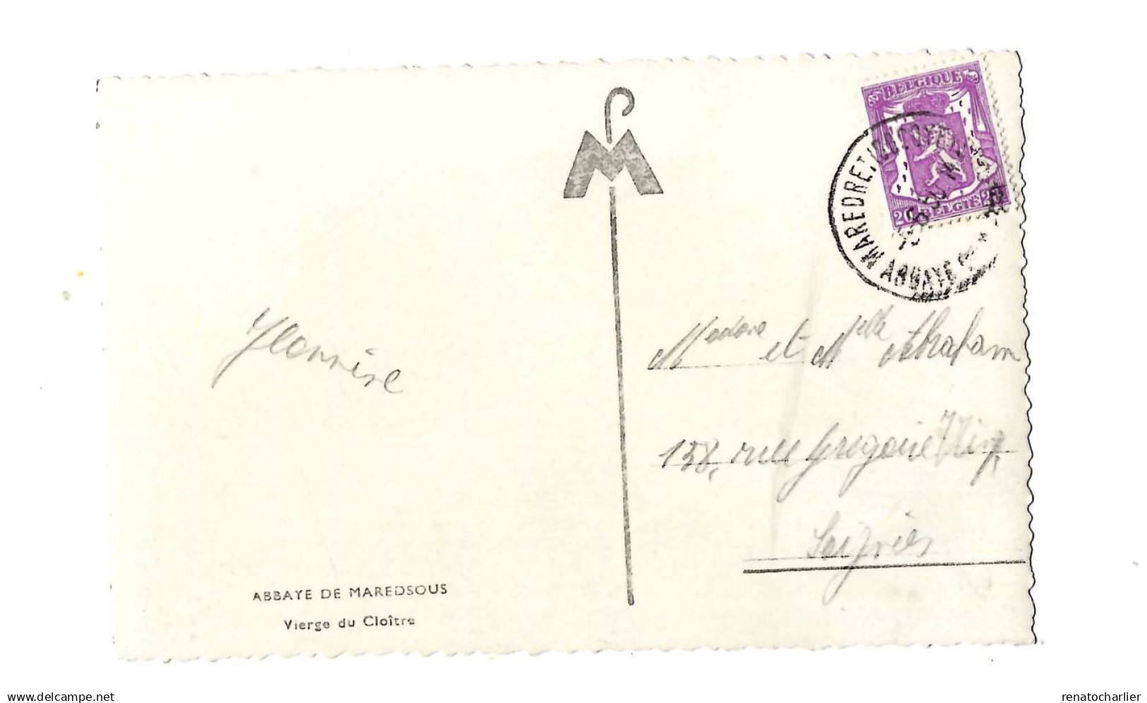 Abbaye De Maredsous.Vierge Du Cloître.Expédiée à Soignies - Anhee