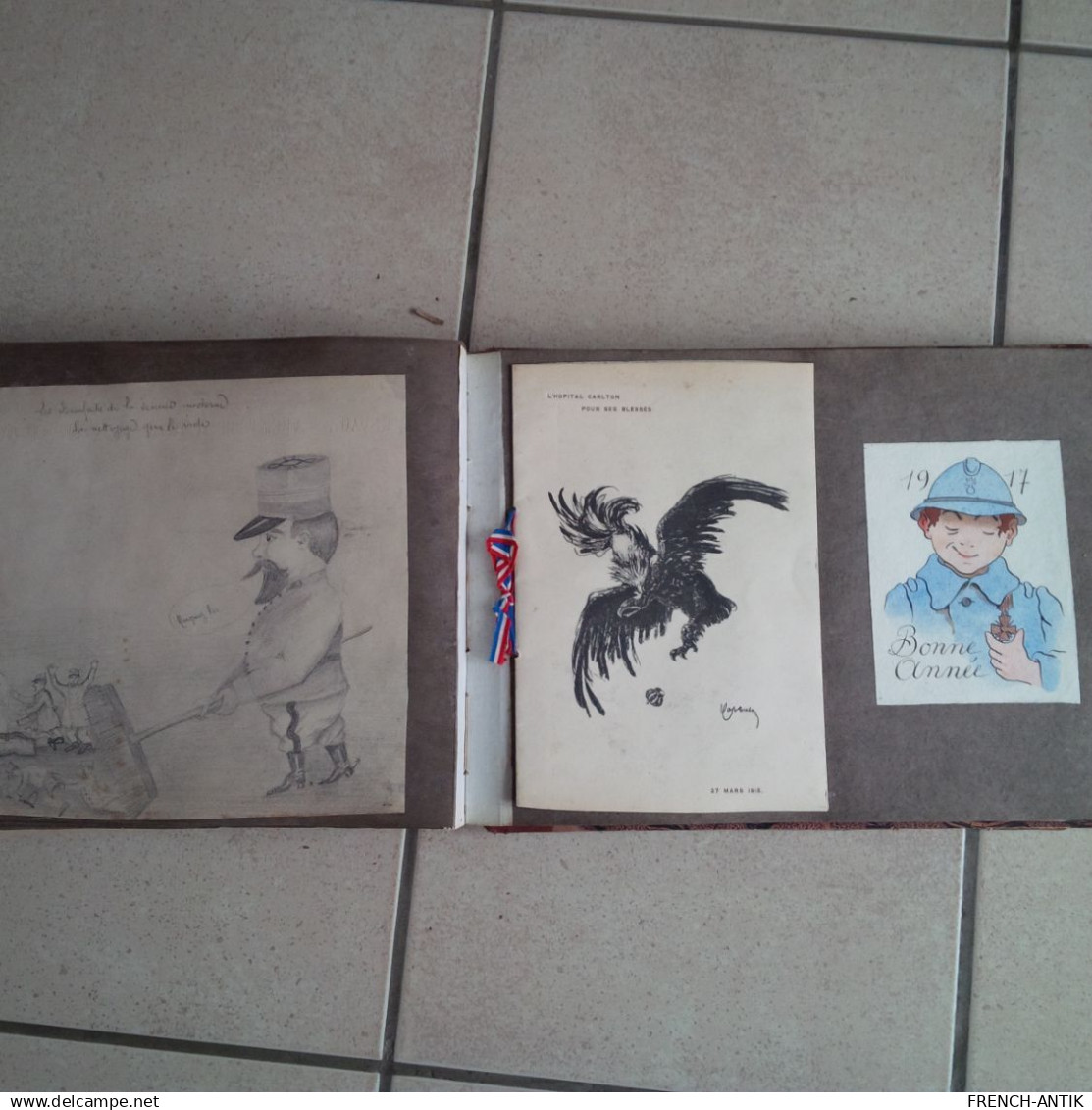 ALBUM PHOTO MELUN ET CANNES HOPITAL MILITAIRE HOTEL CARLTON PHOTO  CARTES POSTALE ET DESSIN 580 DOCUMENTS RARE