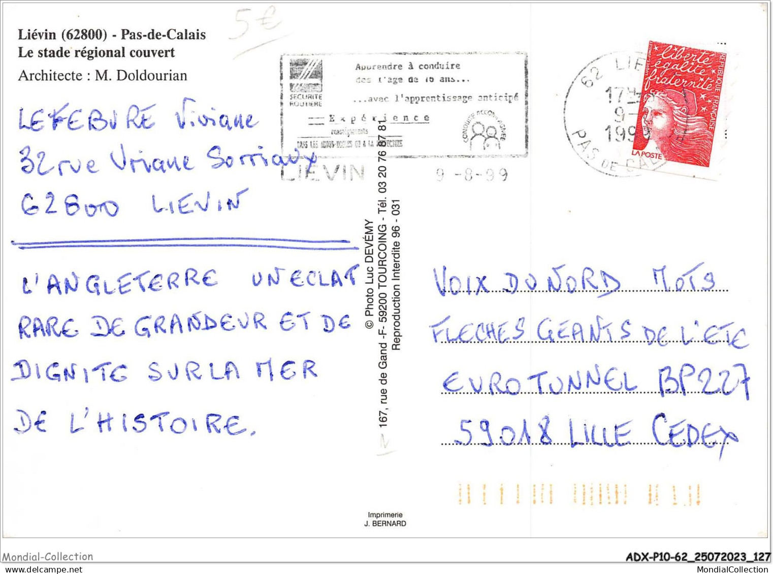 ADXP10-62-0883 - LIEVIN - Stade Regional Couvert - Lievin