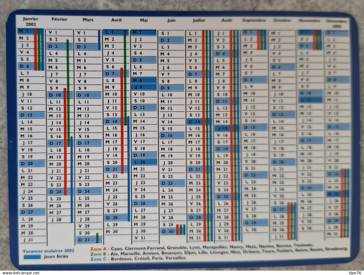 Petit Calendrier De Poche  2002 Journal Midi Libre - Petit Format : 2001-...
