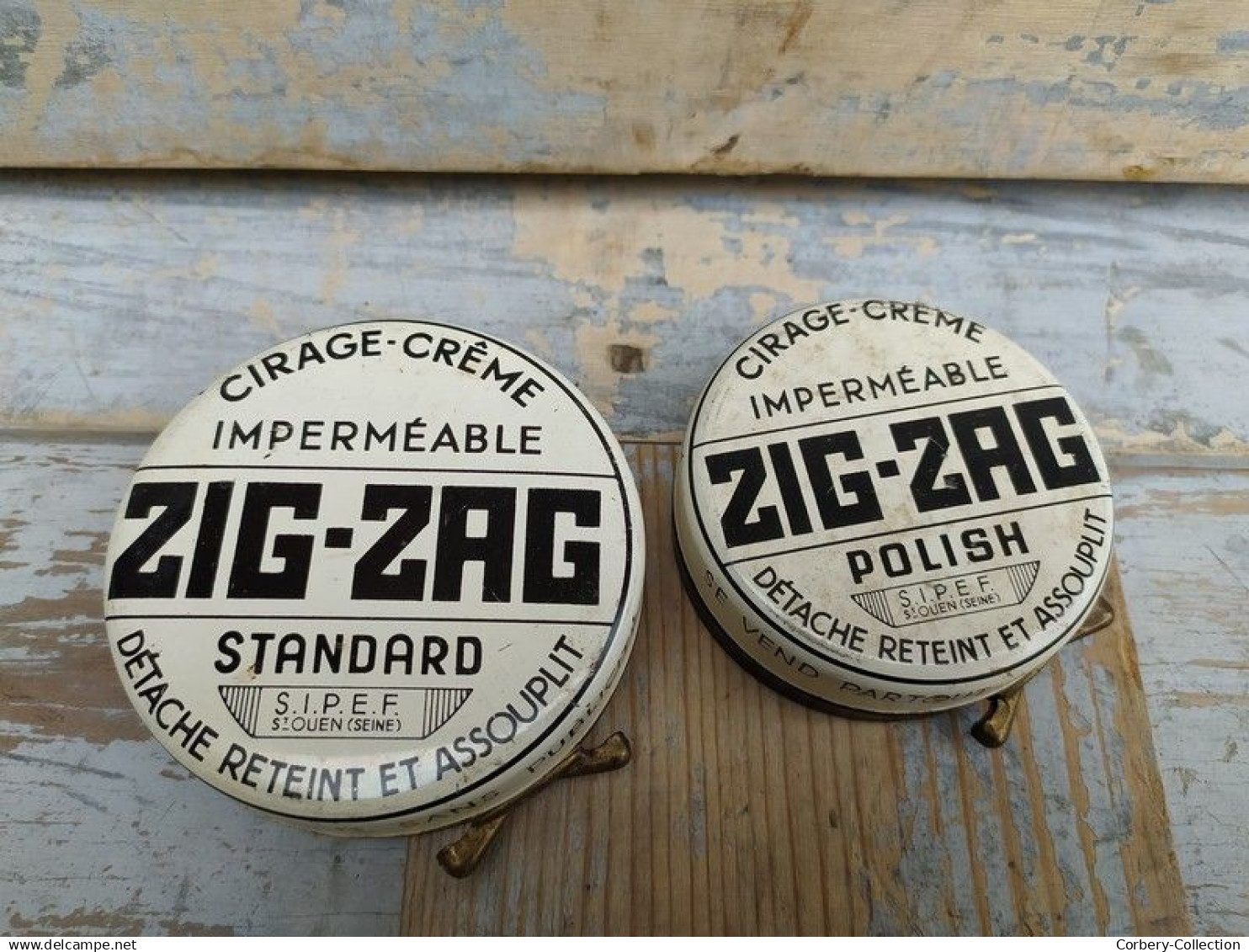 Deux Anciennes Boites Publicitaires Cirage ZIG-ZAG - Boxes