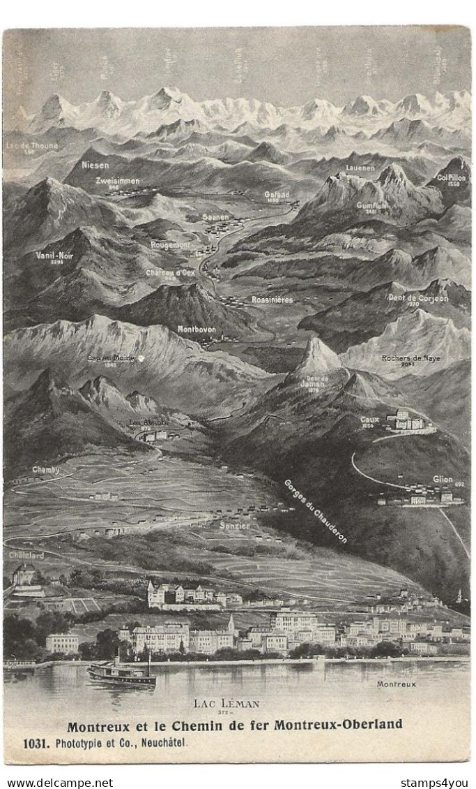 169 - 88 - Carte Avec Cachet Chemins De Fer "Ambulant Montreux-Zweisimmen 1907" Cachet Linéaire Les Avants - Poststempel