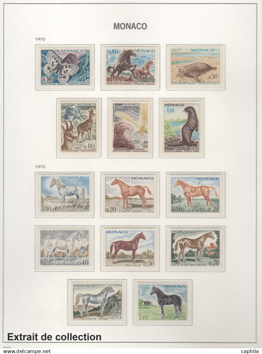 - MONACO, 1937/2005, XX, n° 154/2527 + A1/104 + C1/13 + BF 1/91 (sauf 5/6) + Préo 1/113 + T 39A/46, en 5 albums Davo - C