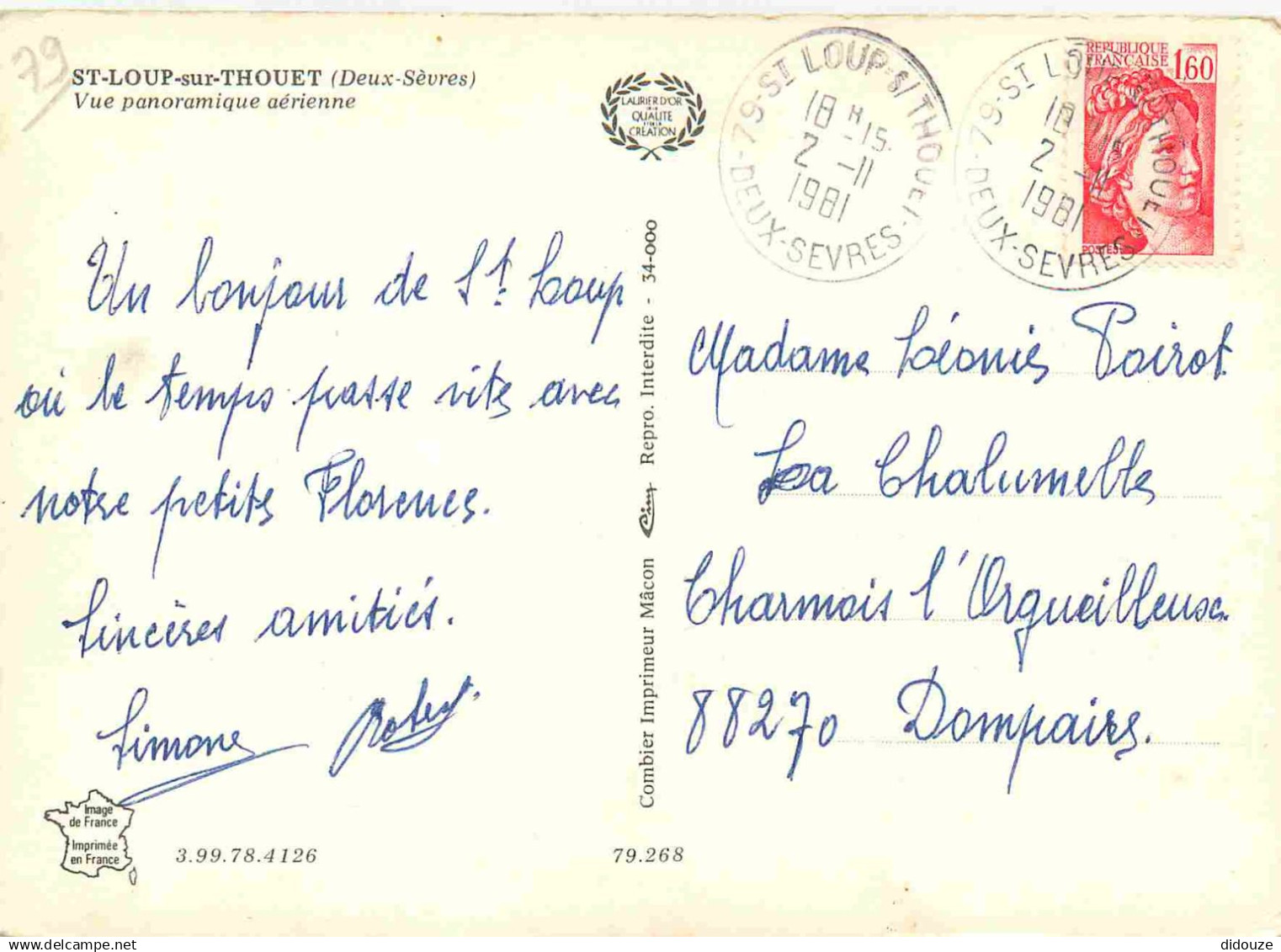 79 - Saint Loup Lamaire - Vue Panoramique Aérienne - CPM - Voir Scans Recto-Verso - Saint Loup Lamaire