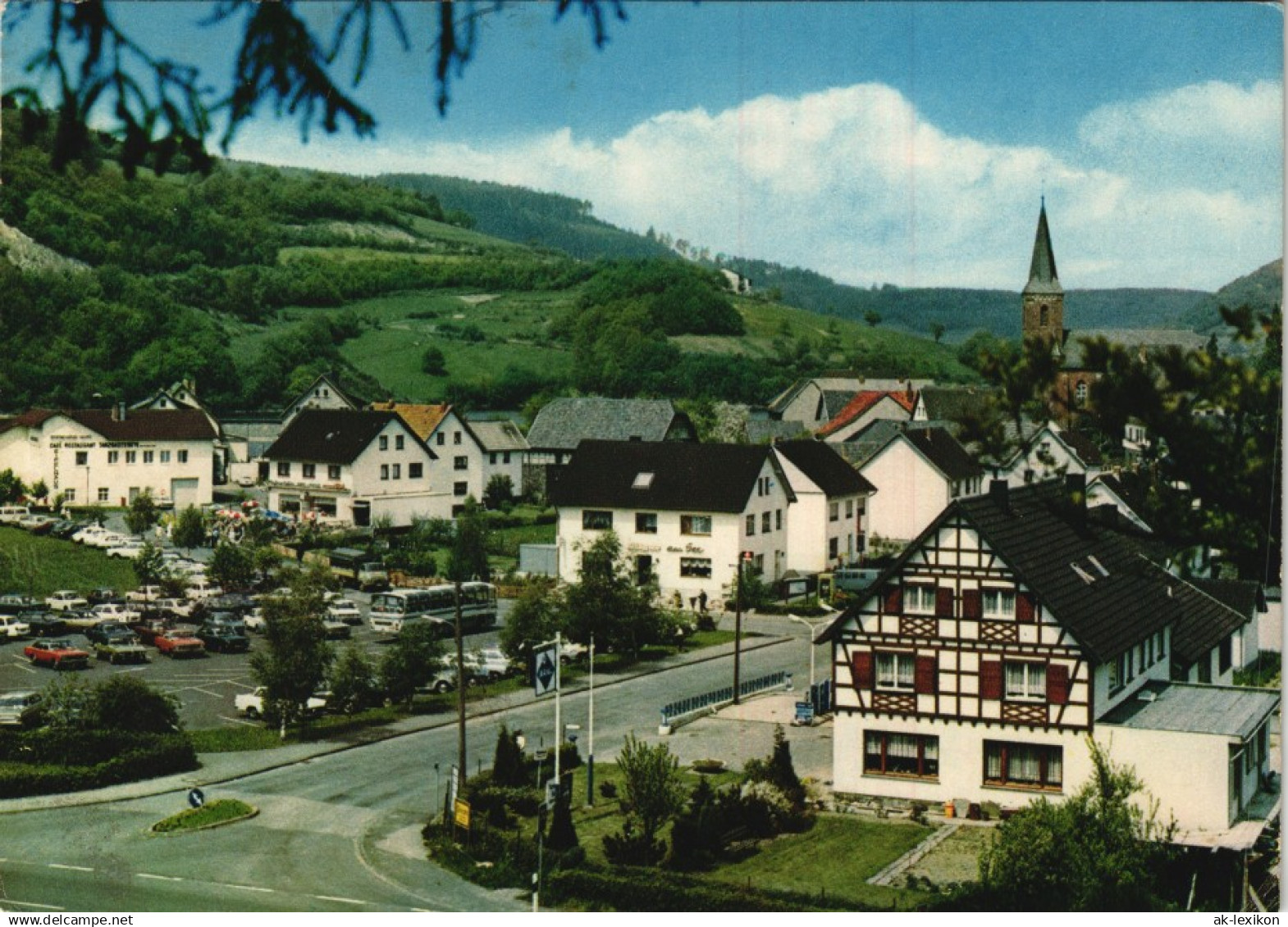 Einruhr-Simmerath Panorama-Ansicht Partie A.d. ARAL-Tankstelle 1974 - Simmerath
