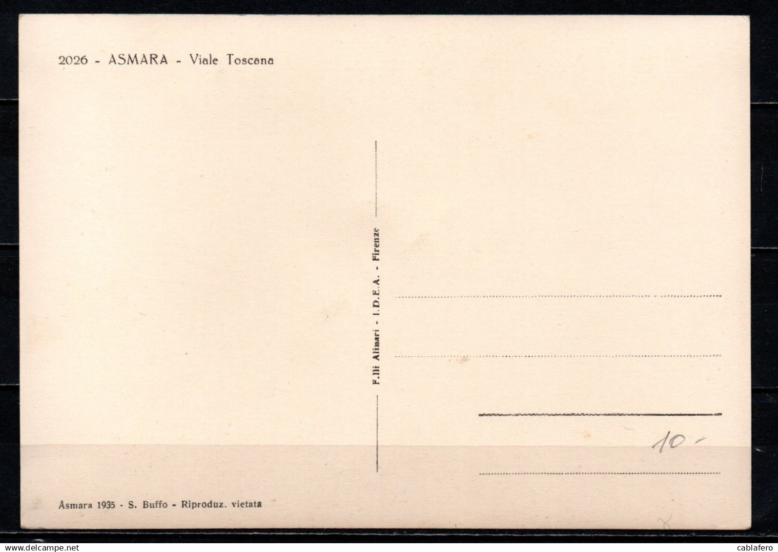 ERITREA - Asmara - 1935 - Viale Toscana - Eritrea