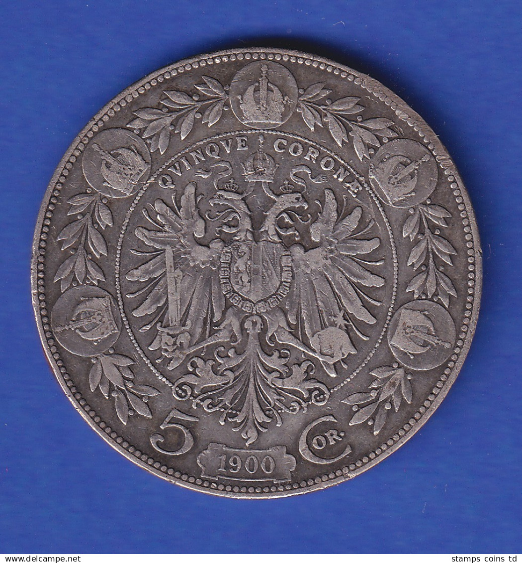 Österreich-Ungarn Silbermünze 5 Kronen Kaiser Franz Joseph 1900 Ss - Autriche