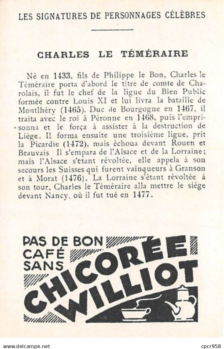 CHROMOS.AM23300.7x10 Cm Env.Chicorée Williot.Charles Le Téméraire.Entrevue De Louis XI Et De Charles Le Téméraire - Thé & Café