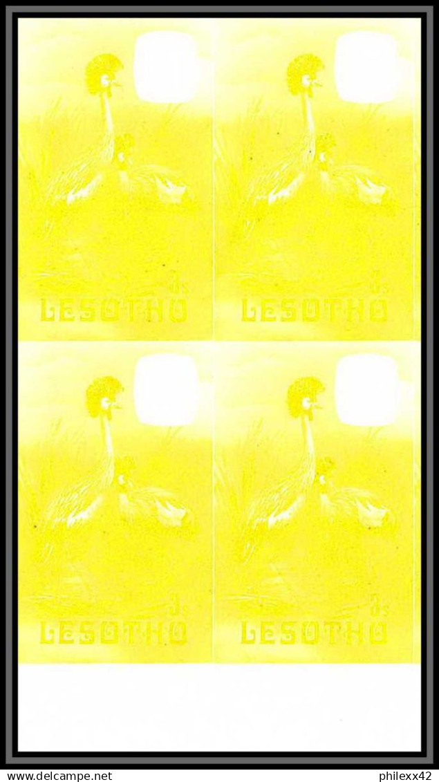 91866a Lesotho N°444 Grue Balearica Oiseaux Crane Bird Oiseau Essai Proof Non Dentelé Imperf Mnh ** Bloc 4 - Grues Et Gruiformes