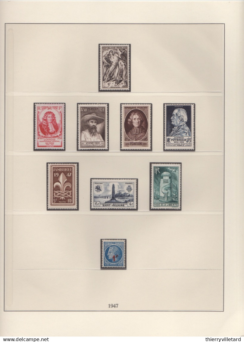 France 1945-1959 Très bel ensemble timbres neufs **  Côte Y&T >2000€ sous feuilles préimprimées  dans classeur Lindner