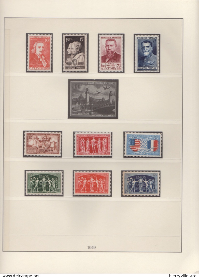 France 1945-1959 Très bel ensemble timbres neufs **  Côte Y&T >2000€ sous feuilles préimprimées  dans classeur Lindner
