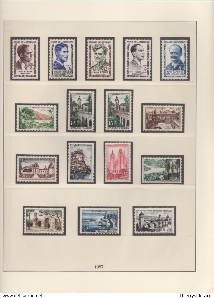 France 1945-1959 Très bel ensemble timbres neufs **  Côte Y&T >2000€ sous feuilles préimprimées  dans classeur Lindner