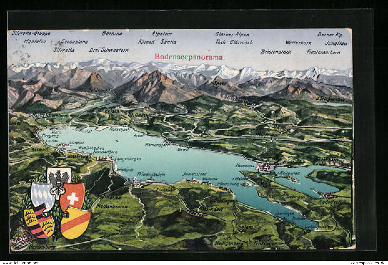 AK Konstanz, Bodenseepanorama Mit Gebirge - Konstanz