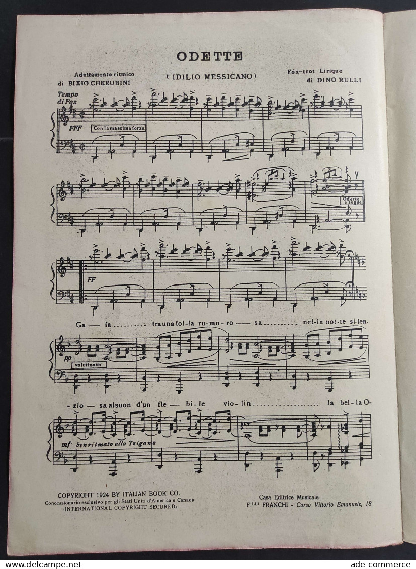 Odette - Idillio Messicano - B. Cherubini - Partitions Musicales Anciennes