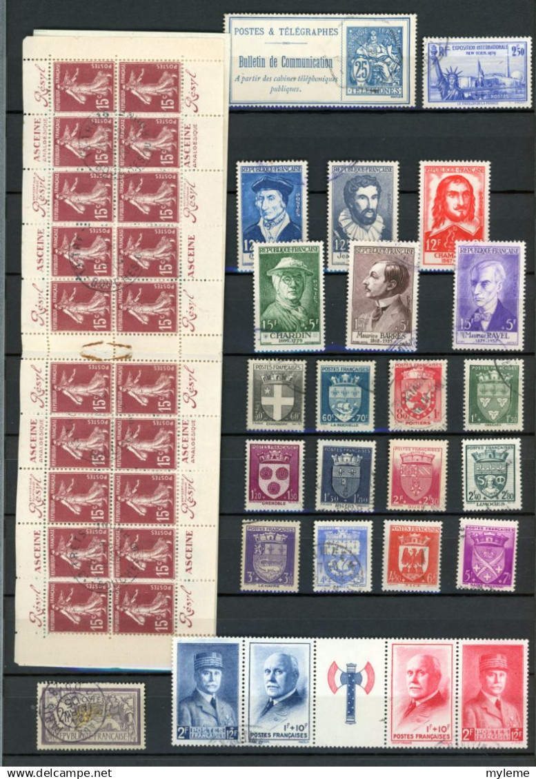 BS341 Bel Ensemble Des Timbres Oblitérés De France Sur Feuille D'album. Cote Très Sympa. A Saisir  !!! - Collections (with Albums)