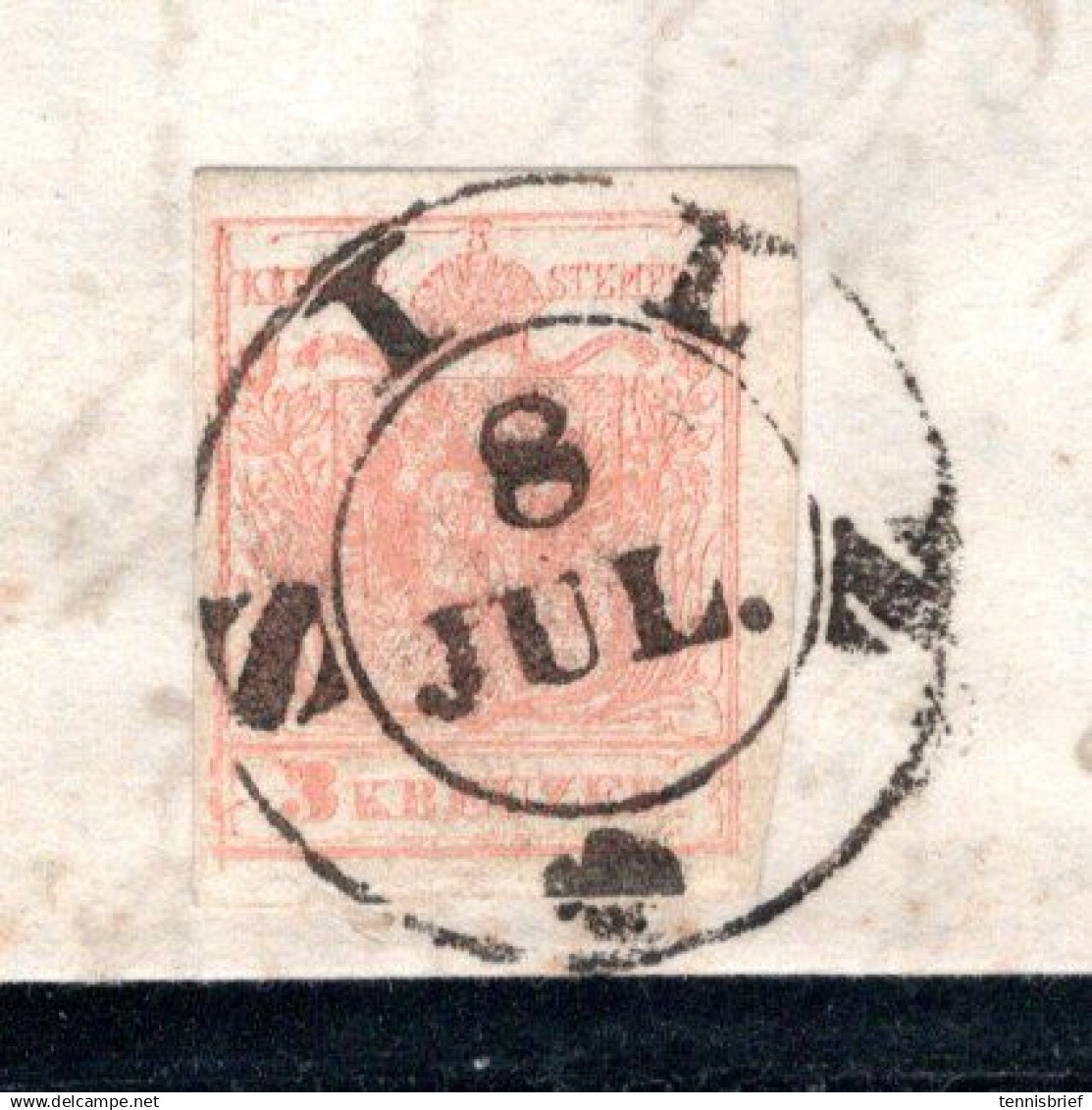 (1850 ), 3 Kr. Auf Kpl. Bf.  Sehr Klar  " SILZ ", Grosser  Tirol-Stp, Sehr Gute Erhaltung - Luxus !!  # A8140 - Covers & Documents