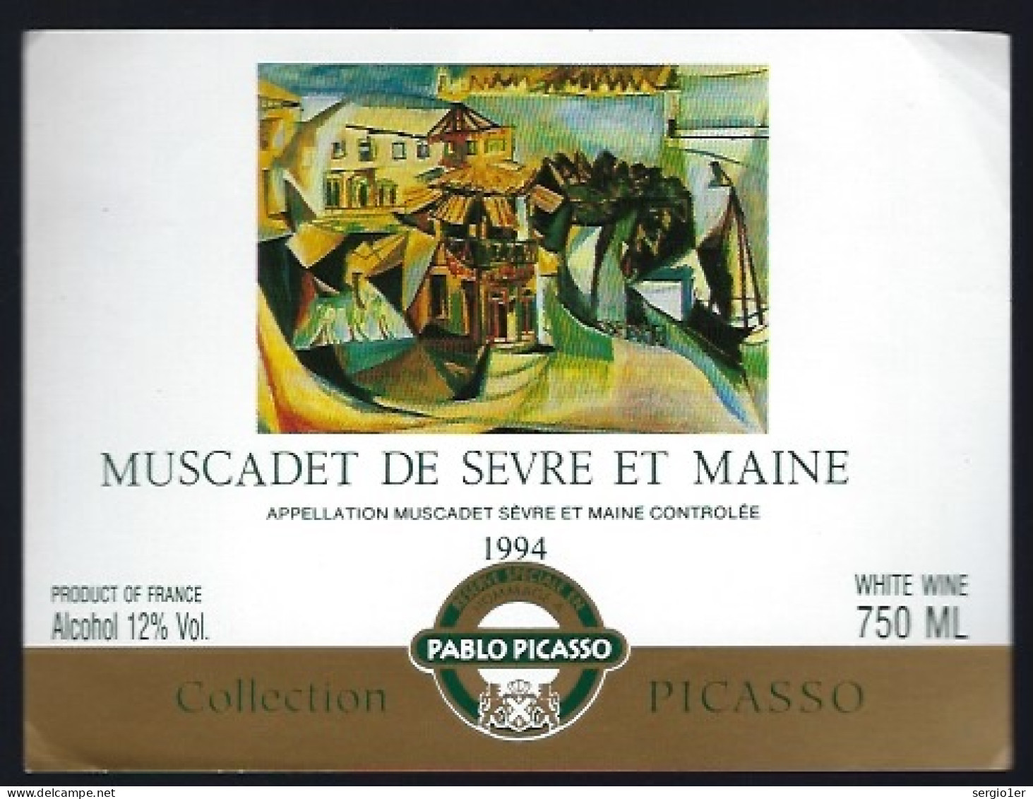 Etiquette Vin Muscadet De Sevre Et Maine 1994 Pablo Picasso - White Wines