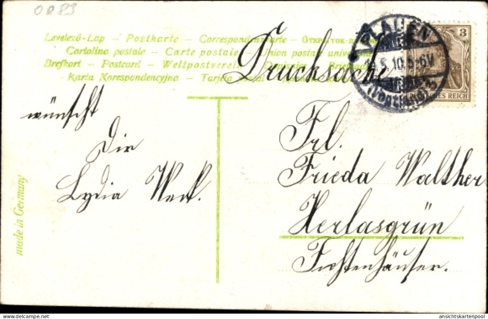 Passepartout CPA Glückwunsch Pfingsten, Vergissmeinnicht, Glücksklee - Pfingsten