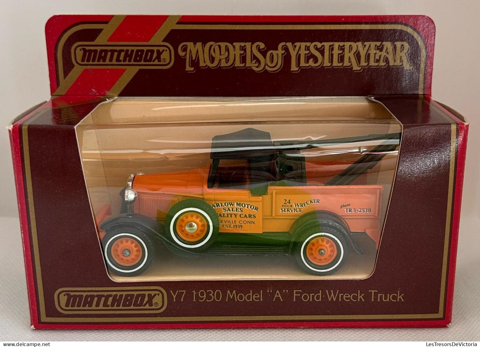 MODELISME - Matchbox - Models Of Yesteryear - Y 7 - 1930 - Model A Ford Wreck Truck - Dépanneuse - Emballage D Origine - Massstab 1:160