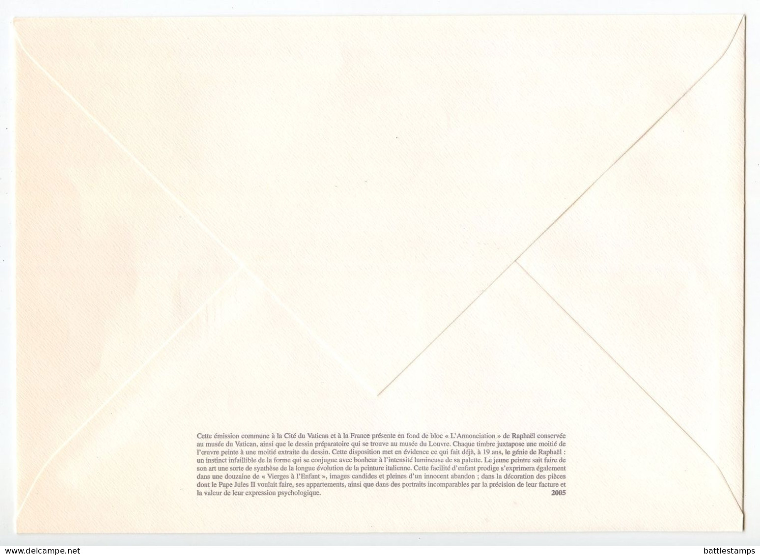 France 2005 FDC Scott 3153 Souvenir Sheet - The Annunciation, By Raphael - 2000-2009